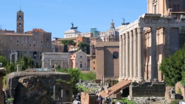 Roman Forum in zonnige dag, Rome, Italië — Stockvideo