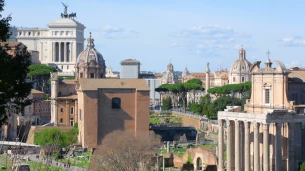 Ρωμαϊκό Φόρουμ στην ηλιόλουστη μέρα, Ρώμη, Ιταλία — Αρχείο Βίντεο
