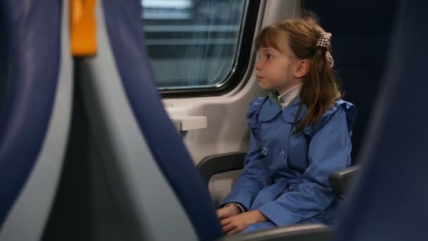 Donna con sua figlia in treno — Video Stock