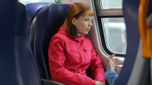 Femme avec sa fille dans le train — Video