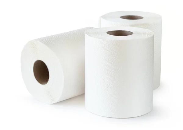 Rolls Paper Towels Isolated White Background — Stock Photo, Image