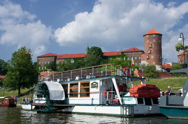 Castillo Wawel Cracovia Vista Desde Lado Del Río Vístula Primer — Foto de Stock