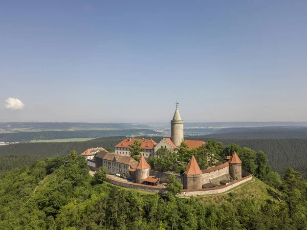 Vista aérea del castillo de Leuchtenburg en Turingia — Foto de Stock