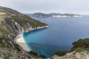 Myrtos Beach, Kefalonia adada ve bütün Yunanistan'ın en iyi havadan görünümü