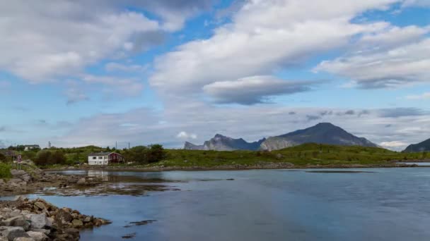 Vista de Lofoten desde la aldea de Fredvang — Vídeos de Stock