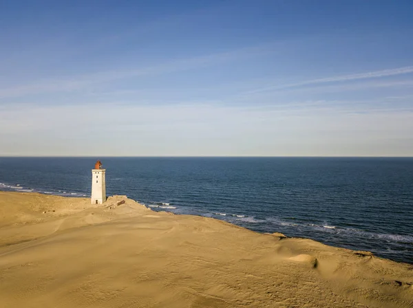 Aerial view of Rubjerg Knude lighthouse buried in sands on the coast of the North Sea — Stock Photo, Image