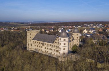 Merkez Ss ve Heinrich Himmler gibi ünlü Rönesans Wewelsburg Kalesi'nin havadan görünümü kült-site