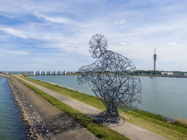 Lelystad, Nederlands - 02 Haziran 2019: Dev Adam küresel ısınmayı bekliyor — Stok fotoğraf