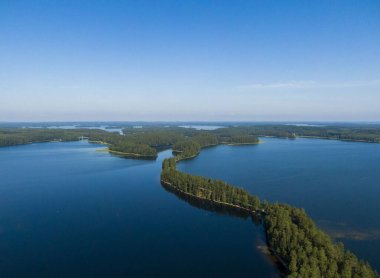 Finlandiya 'daki Punkaharju Doğa Koruma Alanı' nın hava görüntüsü