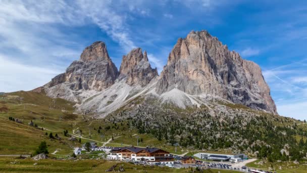 Time lapse of Langkofel Group, Sella Pass, Dolomites, Italy — Stock Video