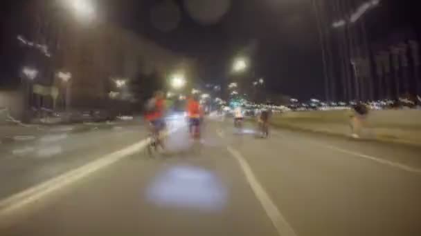 Moskva Rusko Srpna 2018 Mnoho Cyklisté Jezdit Nočním Průvodu Městem — Stock video