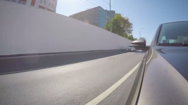 Carro Move Longo Rua Cidade Túnel Vista Frontal Corpo Carro — Vídeo de Stock