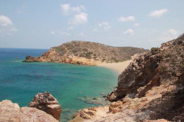 Görünümüyle çarpıcı bir palm Beach Vai, mavi, turkuaz su Girit