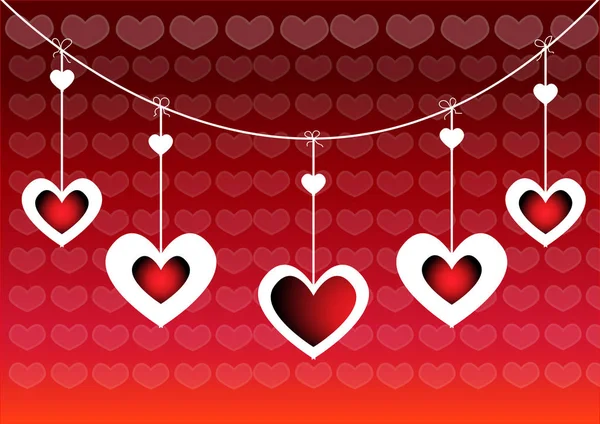 Valentine Day Card Hearts Light Vector Illustration — Stock Vector