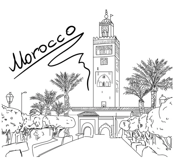 Schets Stad Marrakesh Marokko — Stockvector