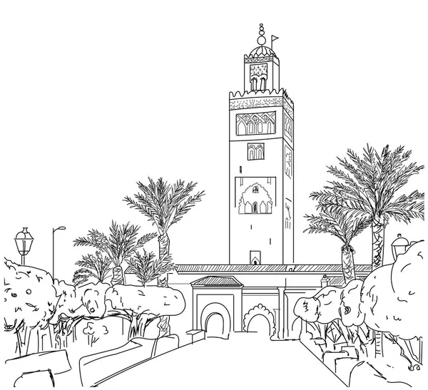 Schets Stad Marrakesh Marokko — Stockvector