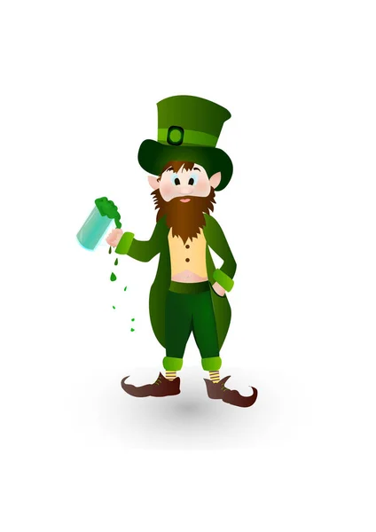 Cute Cartoon Leprechaun Patrick Day Illustration Your Design — Stock Vector