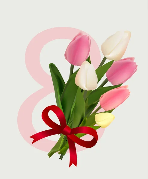 花と番号を持つ国際女性の日のためのバナー — ストックベクタ