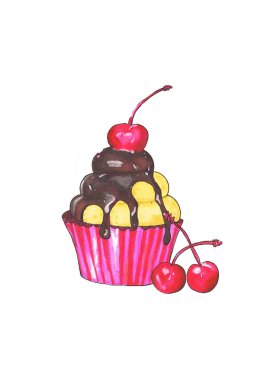 Pasta çizilmiş şekil ver. Düğün, doğum günü, beyaz arka plan üzerinde izole.