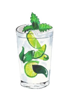 Elle çizilmiş şekil. Mojito.