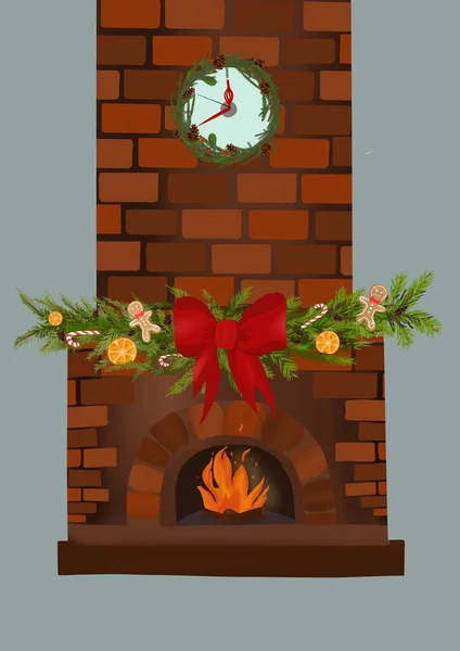 Chimenea de Navidad ilustración — Foto de Stock