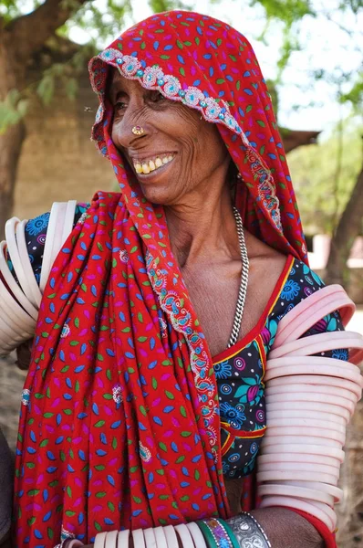 Godwar Region India February 2015 Portrait Rabari Tribeswoman Wearing Saree — Stock Photo, Image