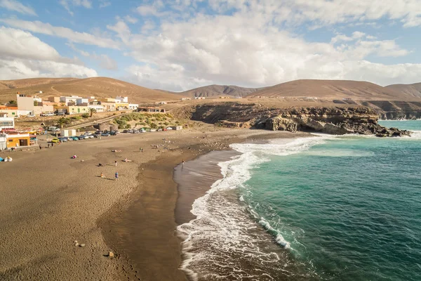 Vista Praia Arenosa Aldeia Ajuy Fuerteventura Ilhas Canárias Espanha — Fotografia de Stock