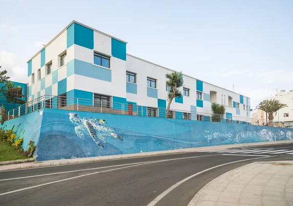 Puerto Del Rosario Fuerteventura Febrero 2018 Gran Edificio Colorido Con — Foto de Stock