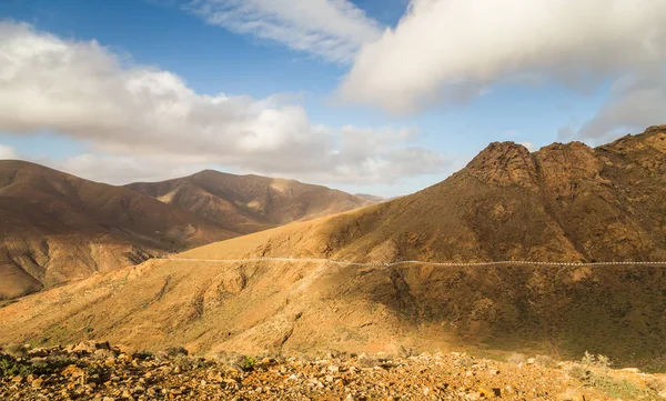 Rocky Hill Landscape Winding Road Fuerteventura Canary Islands Spain — Stock Photo, Image