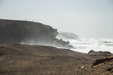 Kayalık sahil plaj Fuerteventura, Kanarya Adaları, İspanya.