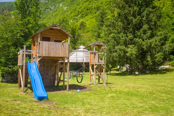 Speeltuin Adrenaline Controleren Eco Camp Resort Slovenië — Stockfoto