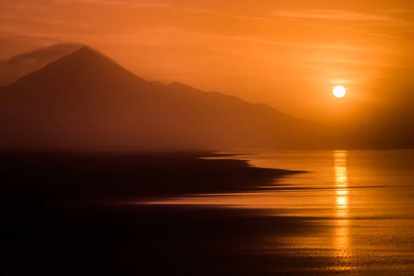 Sonnenuntergang Tropische Cofete Strandlandschaft Mit Hügelsilhouette Auf Fuerteventura Kanarische Inseln — Stockfoto