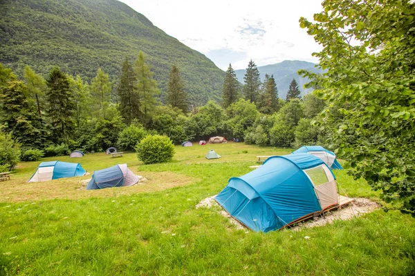 Gemeinsamer Zeltplatz Adrenalin Check Eco Camp Resort Slowenien — Stockfoto