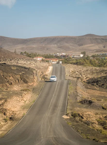 Vista Del Coche Carretera Ondulada Fuerteventura — Foto de Stock