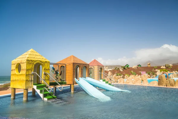 Fuerteventura Spanje Maart 2018 Zwembad Wasser Rutsche Voor Kinderen Fuerteventura — Stockfoto