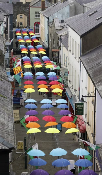 A Street Full of Brollies, Caernarfon, Wales, Great Britain, UK — Stock Photo, Image
