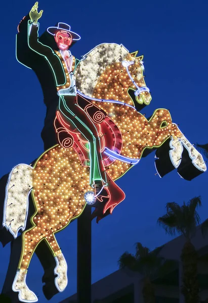 A Hacienda Horse and Rider Sign, Fremont East District Entrance, — Stock Photo, Image