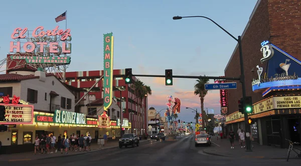 A Fremont East District Sunset Shot, Las Vegas, NV, USA — Stock Photo, Image