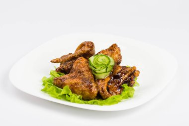  beyaz izole sebze ile ızgara tavuk