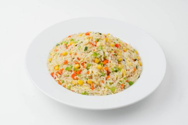  beyaz izole sebzeli pilav