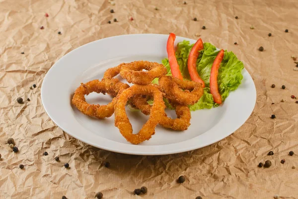 fried squid rings on plate