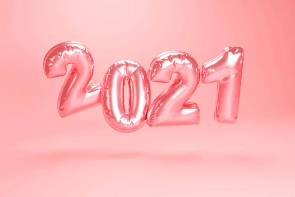 2021 Feliz Año Nuevo Fiesta Partido Signo Ilustración Bollón Metálico — Foto de Stock