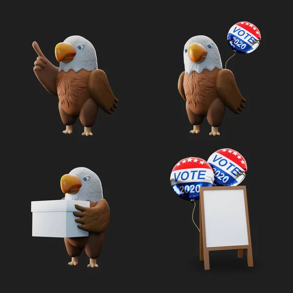 Eagle Mascot Vote 2020 Президент Сша Орлан Концепт Тримає Бюлетень — стокове фото