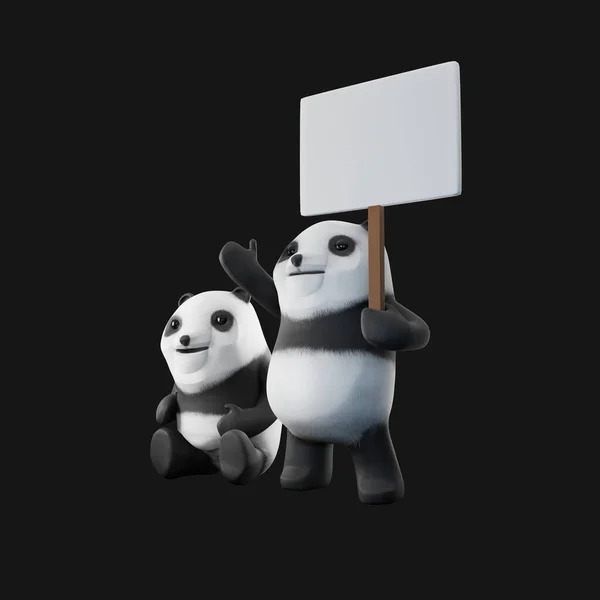 Panda Mascote Render Com Caminho Recorte — Fotografia de Stock