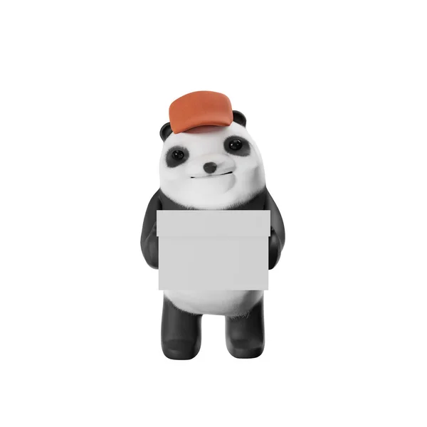 Panda Maskot Render Med Klippning Klapp — Stockfoto