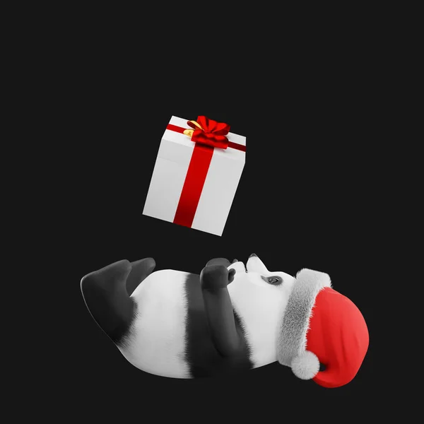 Panda Santa Claus Hat Mascot Render — 스톡 사진