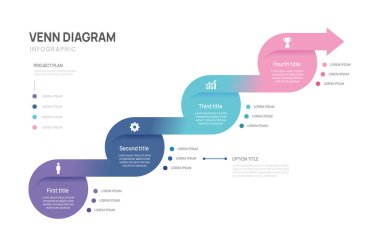 bilgi grafikleri zaman çizelgesi 4 aşamalı iş, simge elemanları vektör illüstrasyonlu sunum şablonu.