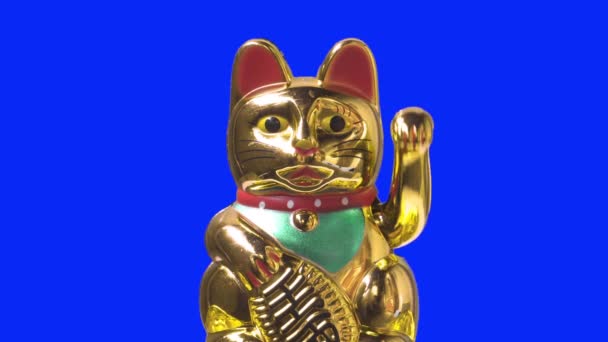 Close Opname Lucky Cat Maneki Neko Met Geld Symbool Voor — Stockvideo