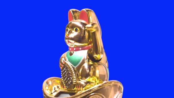 Tir Latéral Chat Chanceux Maneki Neko Avec Symbole Argent Pour — Video