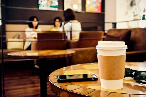 Coffee cup hot in the cafe morning